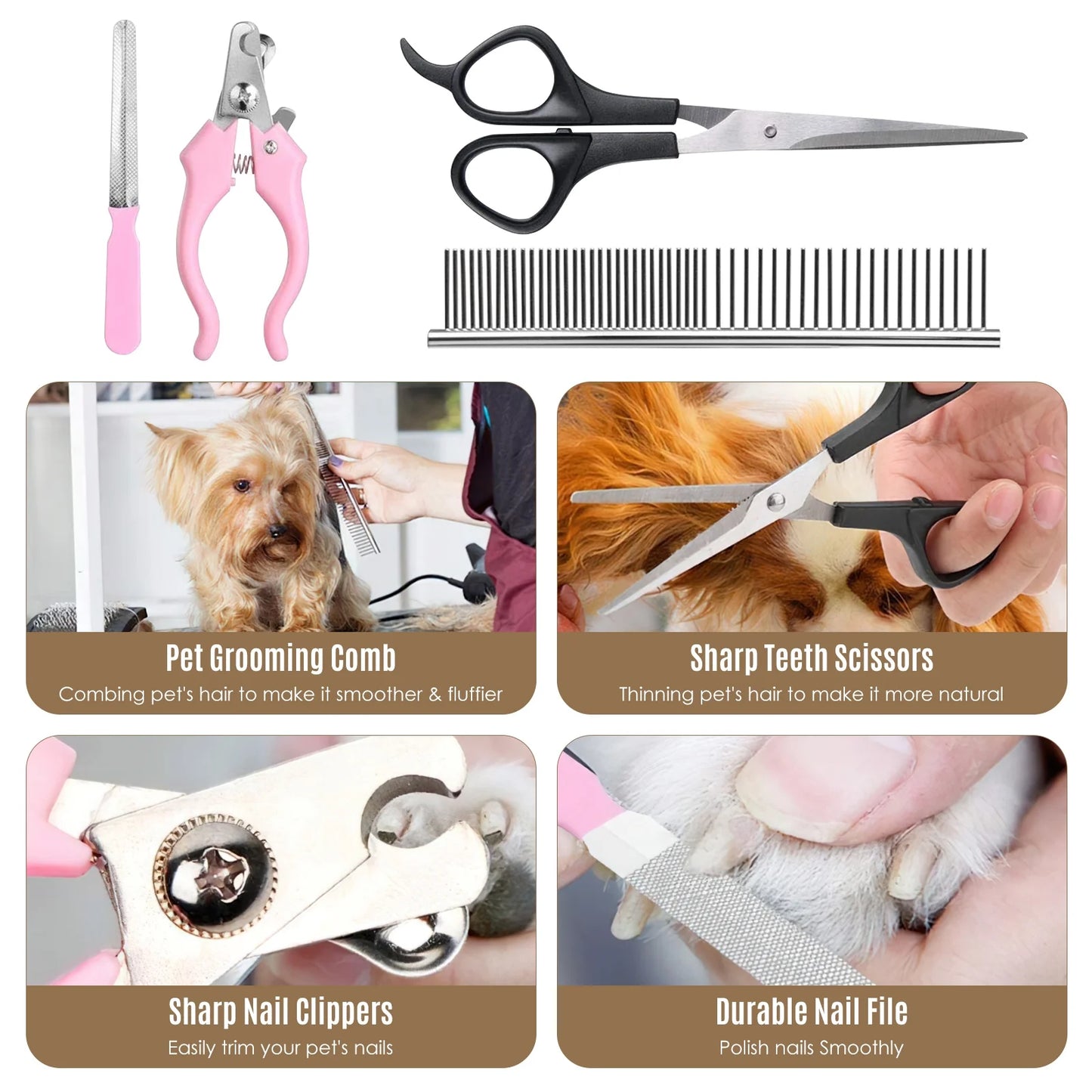 Professional Cordless Dog Grooming Kit with Quiet Electric Clippers and Trimmers