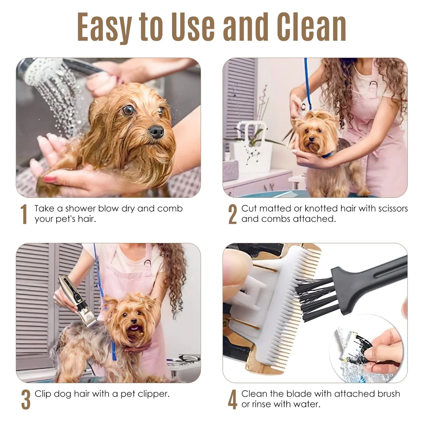 Professional Cordless Dog Grooming Kit with Quiet Electric Clippers and Trimmers
