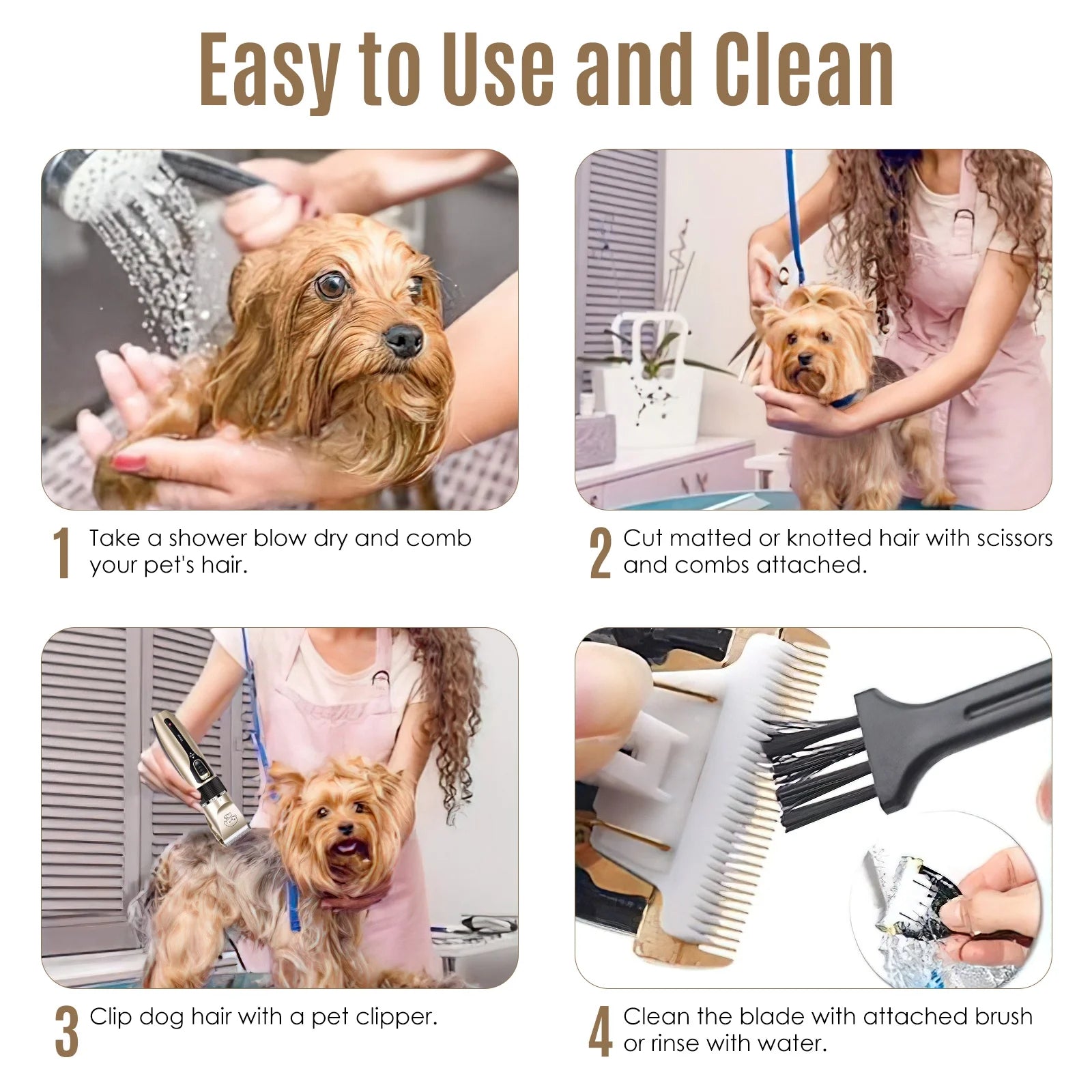 Professional Cordless Dog Grooming Kit with Quiet Electric Clippers and Trimmers