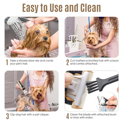 Professional Cordless Dog Grooming Kit with Quiet Electric Clippers and Trimmers