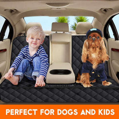 Dog Car Seat Cover - Waterproof Back Seat Protector for Pets, Non-Slip Design Fits Most Cars, SUVs, and Trucks - Black