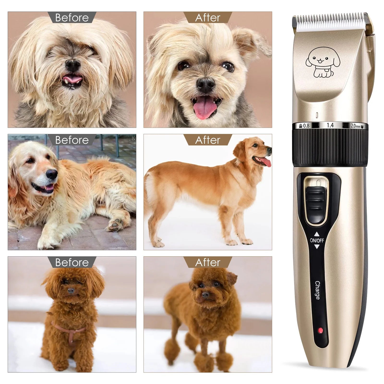 Professional Cordless Dog Grooming Kit with Quiet Electric Clippers and Trimmers