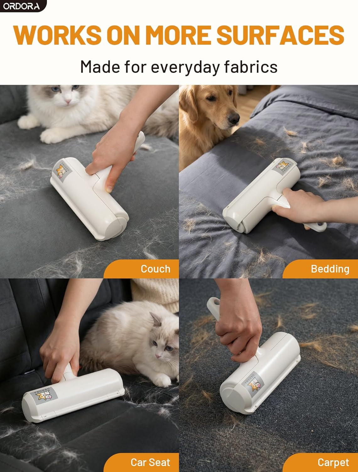 Professional Pet Hair Removal Tool: Eco-Friendly Reusable Lint Roller for Efficient Hair Removal from Furniture, Bedding, Vehicles, and Rugs in Multi-Pet Households