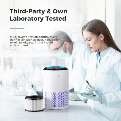 Air Purifier for Bedroom and Office, Effective Smoke, Pollen, Dander, and Odor Removal with Sleep Mode and Speed Control, MK01 - White (California Compliant)