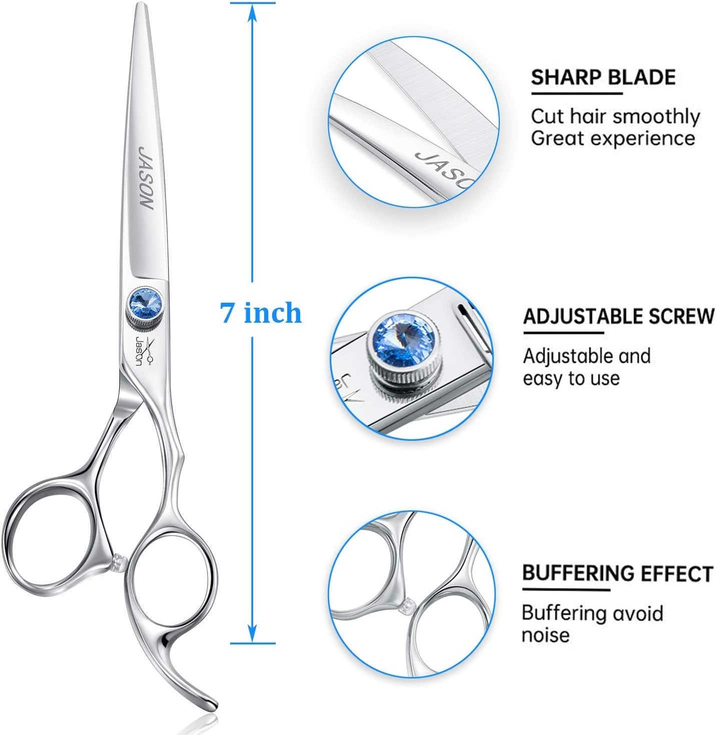 7-Inch Ergonomic Dog Grooming Scissors with Offset Handle and Jewelled Screw - Premium Pet Grooming Shears for Cats and Dogs, Ideal for Comfortable Use and Holiday Gifting
