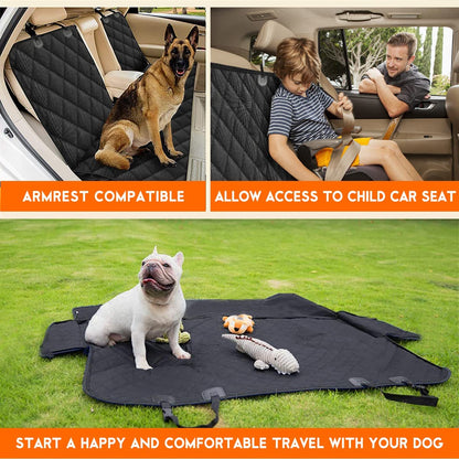Dog Car Seat Cover - Waterproof Back Seat Protector for Pets, Non-Slip Design Fits Most Cars, SUVs, and Trucks - Black