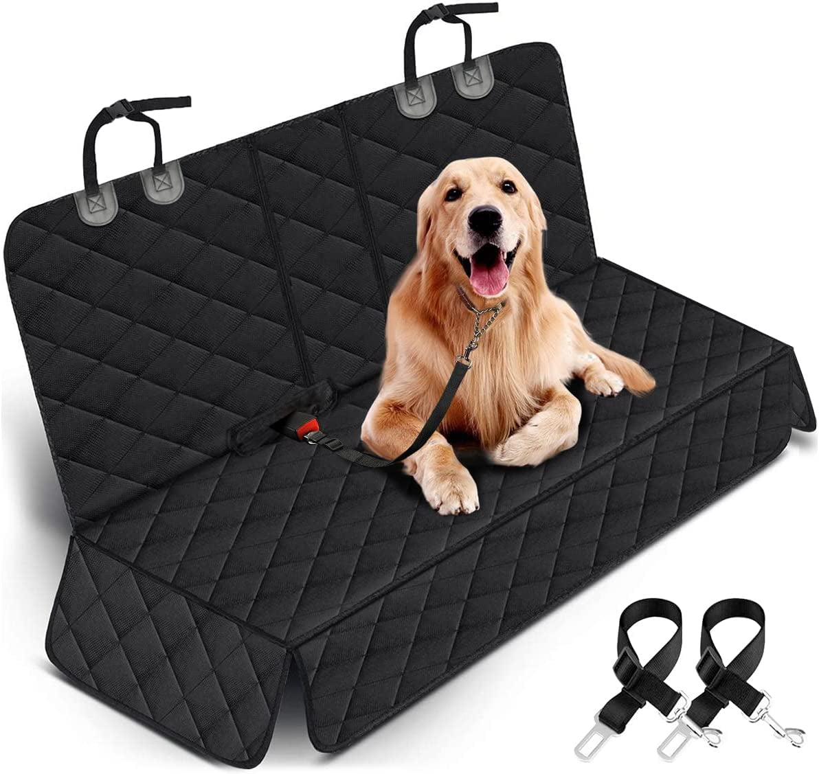 Dog Car Seat Cover - Waterproof Back Seat Protector for Pets, Non-Slip Design Fits Most Cars, SUVs, and Trucks - Black