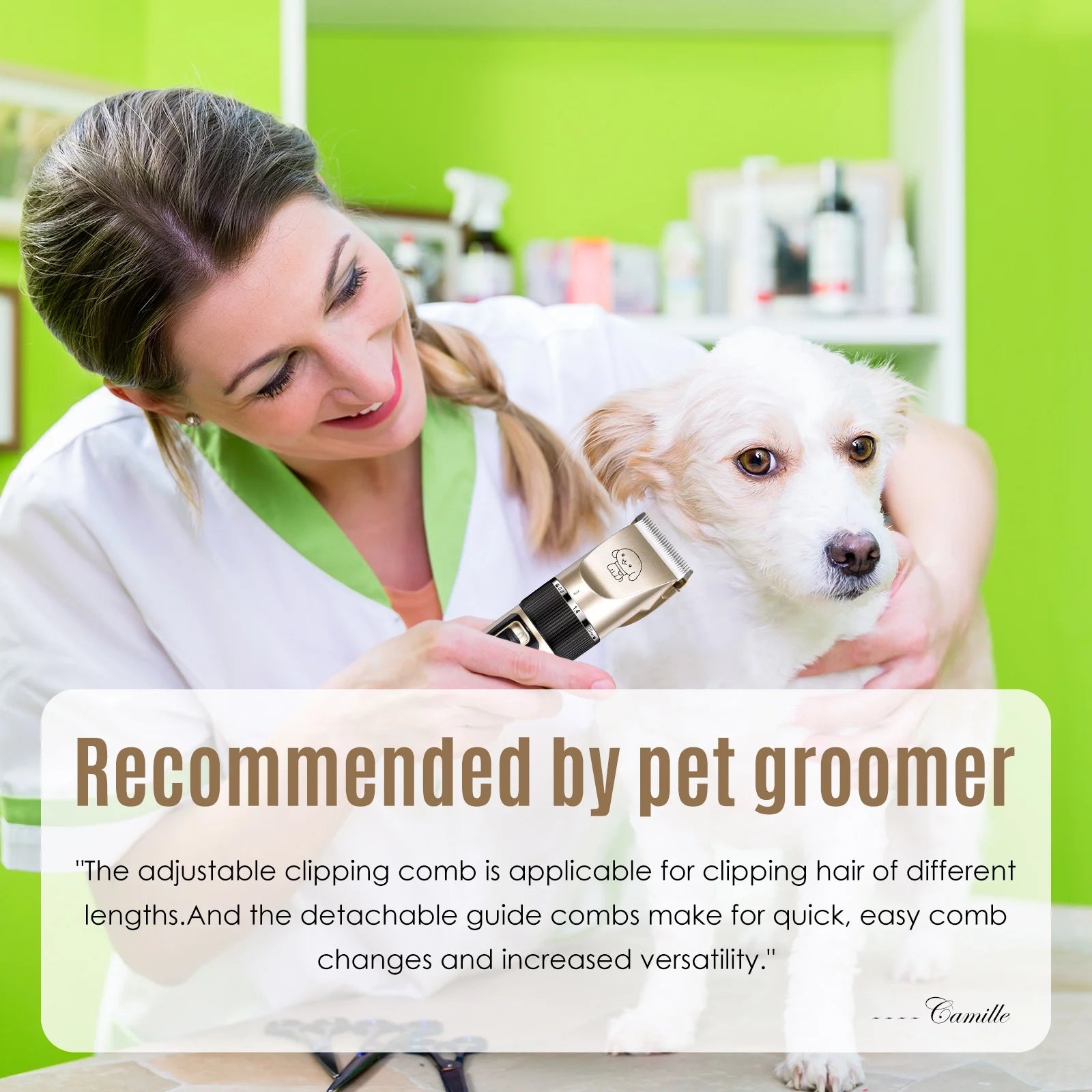 Professional Cordless Dog Grooming Kit with Quiet Electric Clippers and Trimmers
