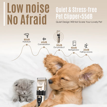 Professional Cordless Dog Grooming Kit with Quiet Electric Clippers and Trimmers