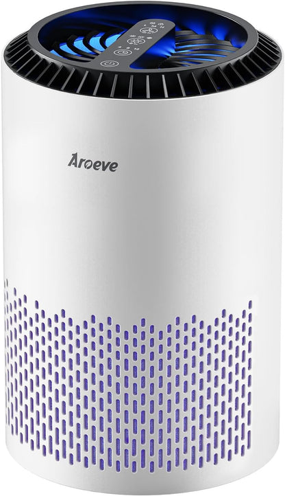 Air Purifier for Bedroom and Office, Effective Smoke, Pollen, Dander, and Odor Removal with Sleep Mode and Speed Control, MK01 - White (California Compliant)
