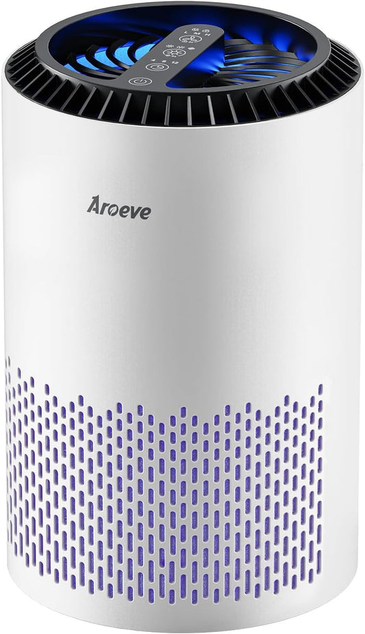 Air Purifier for Bedroom and Office, Effective Smoke, Pollen, Dander, and Odor Removal with Sleep Mode and Speed Control, MK01 - White (California Compliant)