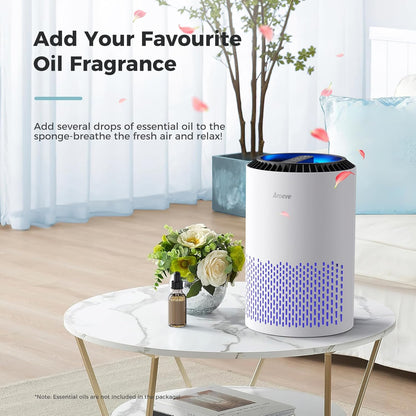 Air Purifier for Bedroom and Office, Effective Smoke, Pollen, Dander, and Odor Removal with Sleep Mode and Speed Control, MK01 - White (California Compliant)